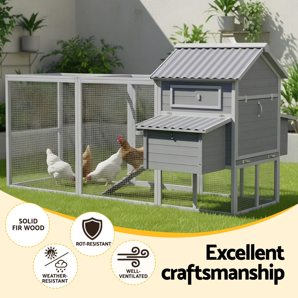 i.Pet Chicken Coop Rabbit Hutch Extra Large Wooden Run Bunny Cage Poultry House Outdoor-Pet Care > Coops & Hutches > Small Animal Habitats & Cages-PEROZ Accessories