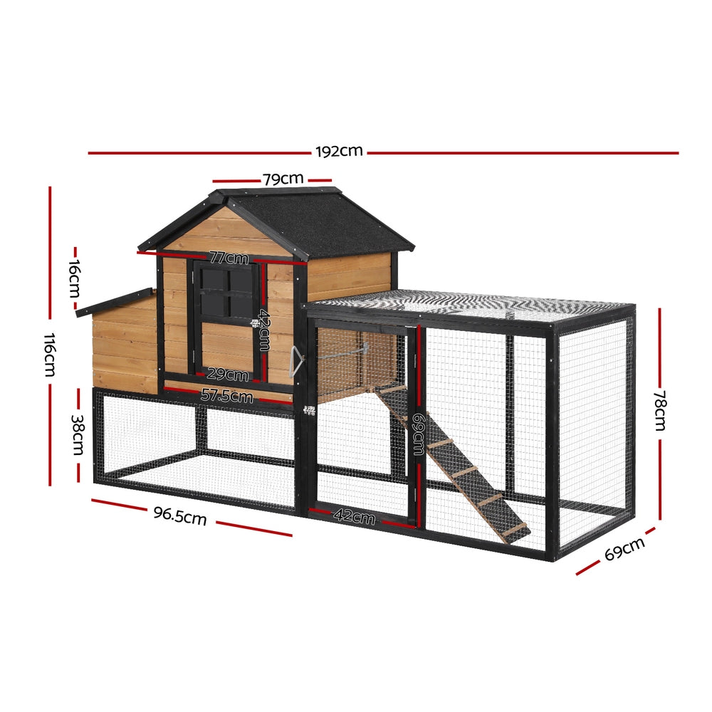 i.Pet Chicken Coop Rabbit Hutch Extra Large Wooden Run Cage Bunny House Outdoor-Pet Care > Coops & Hutches > Small Animal Habitats & Cages-PEROZ Accessories