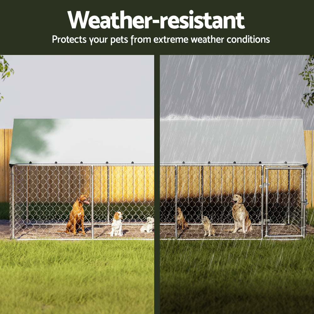 i.Pet Dog Kennel Large House XL Pet Run Cage Puppy Outdoor Enclosure 2Mx4M-Pet Care > Dog Supplies > Dog Kennels-PEROZ Accessories