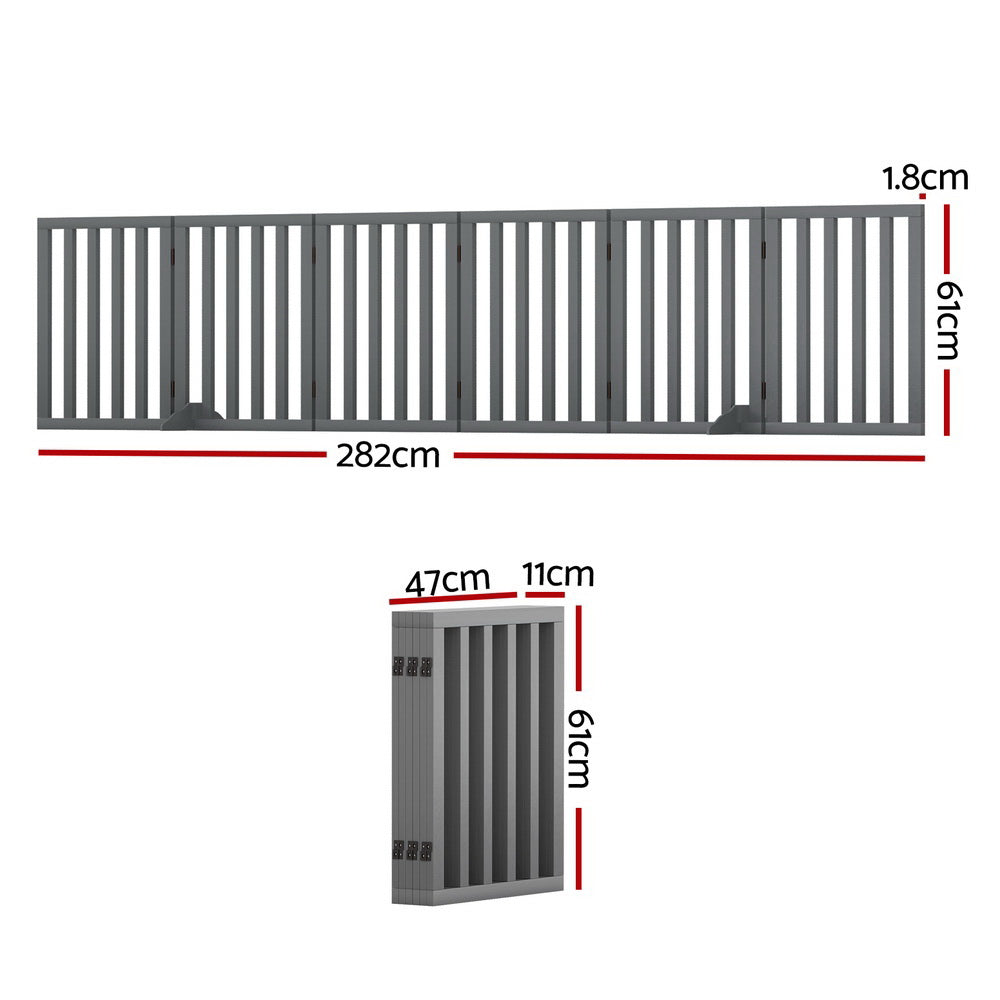 i.Pet Dog Playpen Enclosure 6 Panel Pet Fence Wooden Play Pen-Pet Care > Dog Supplies > Dog Playpens & Gates-PEROZ Accessories