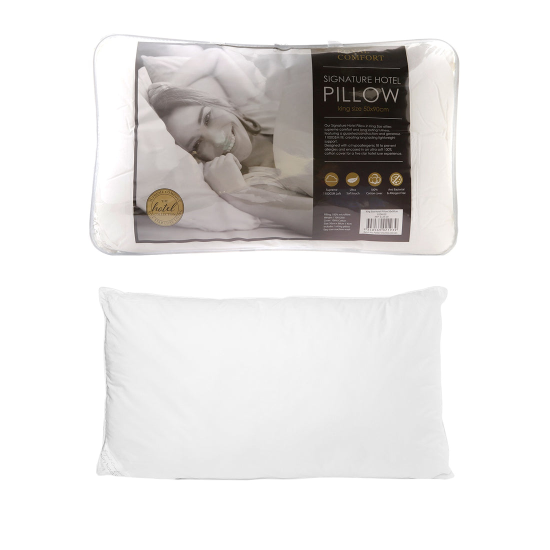 Royal Comfort Cotton Cover 233TC Microfibre Luxury Signature Hotel Pillow-Bedding-PEROZ Accessories
