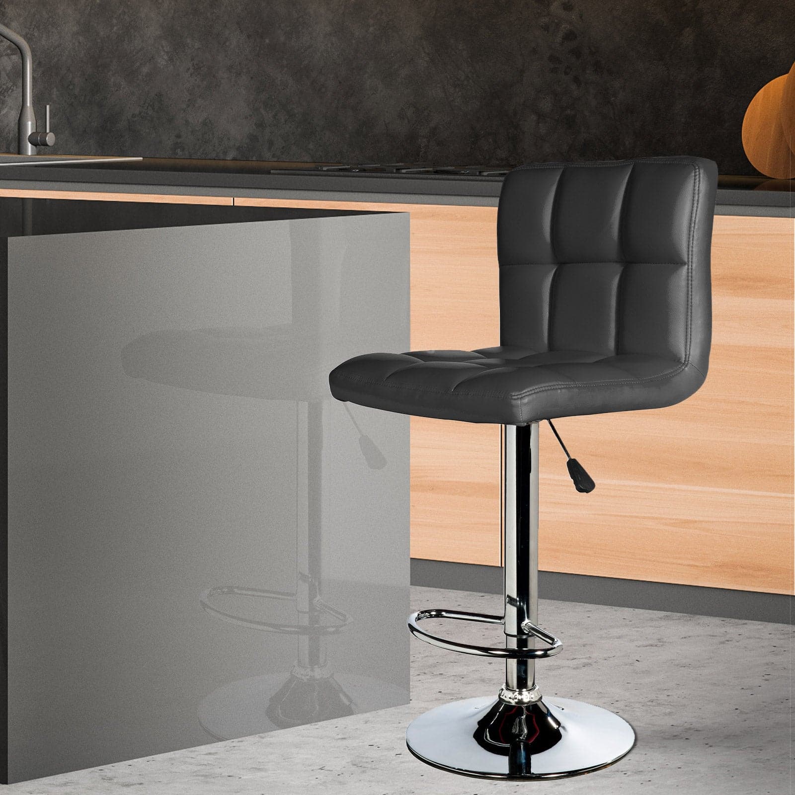 2 x Milano Decor Stella Adjustable Barstools High Back Chrome Swivel-Stools-PEROZ Accessories