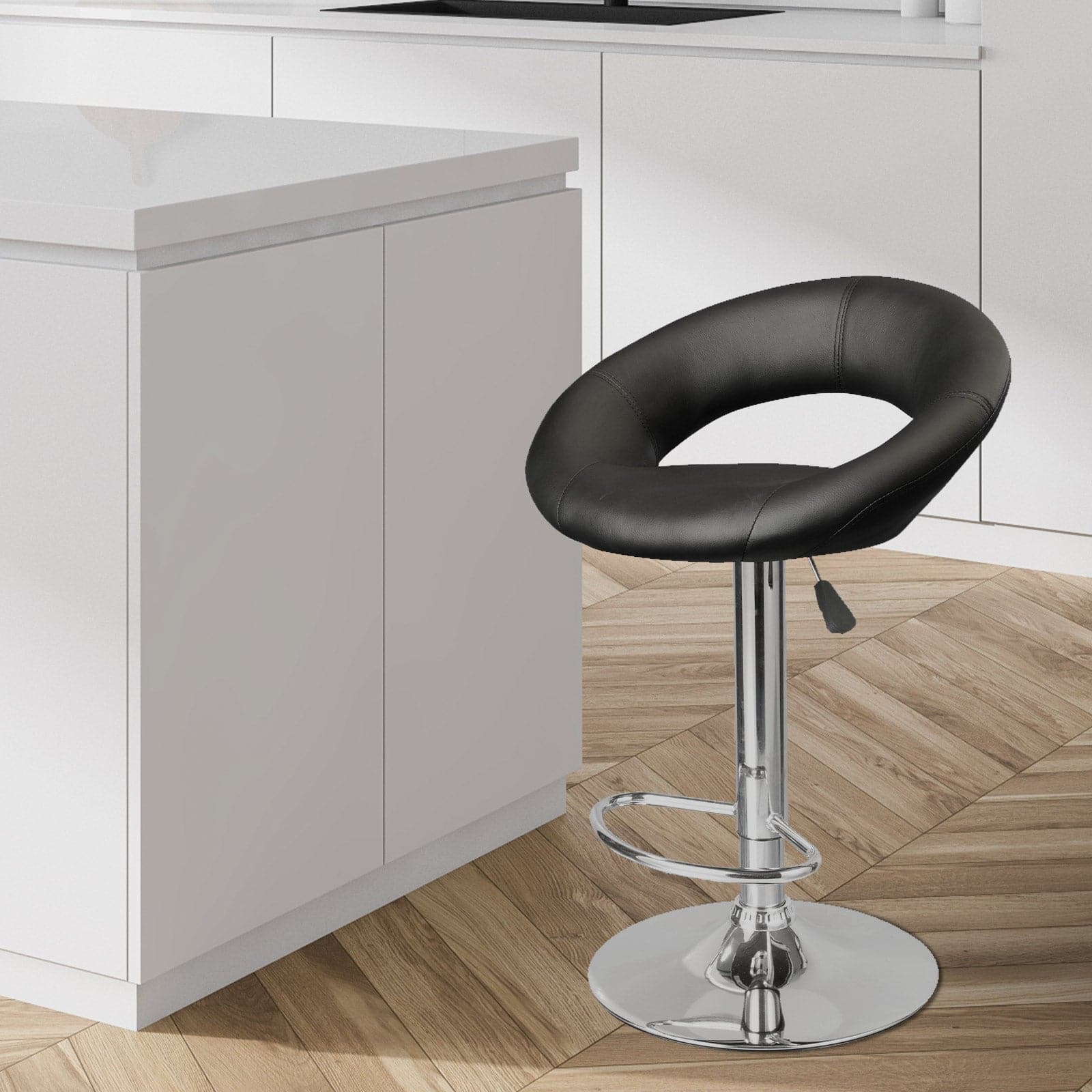 2 x Milano Decor Delilah Adjustable Barstools Circular Arc Swivel Chrome-Stools-PEROZ Accessories
