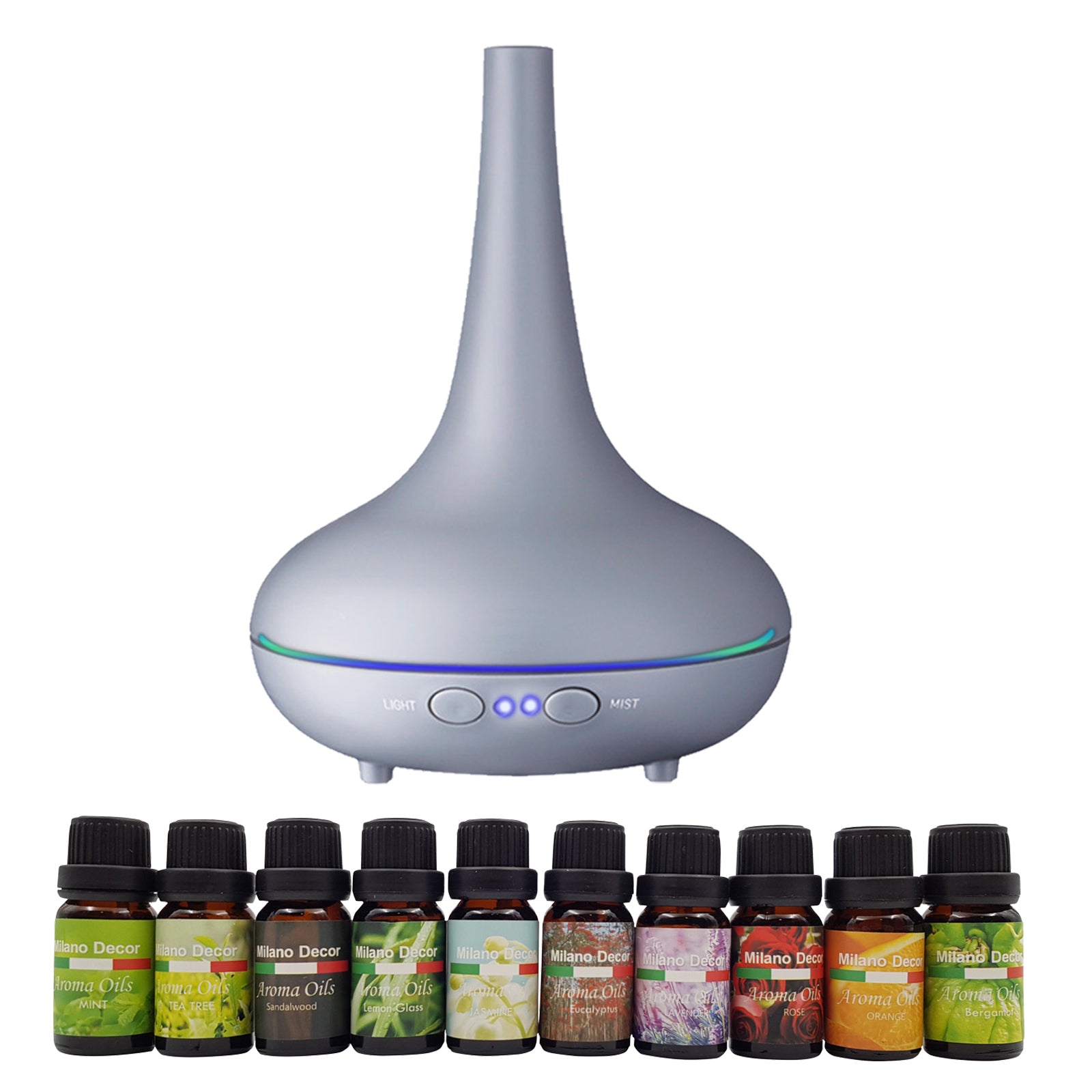 Milano Aroma Diffuser Set With 10 Pack Diffuser Oils Humidifier Aromatherapy-Home Fragrances-PEROZ Accessories