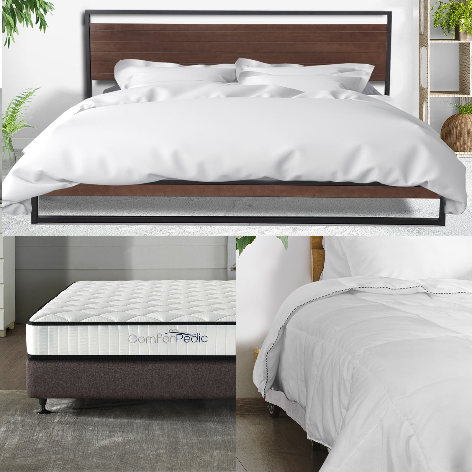 Azure Bed Frame + Comforpedic Mattress + 250GSM Bamboo Quilt Package Deal Set-Mattresses & Futons-PEROZ Accessories