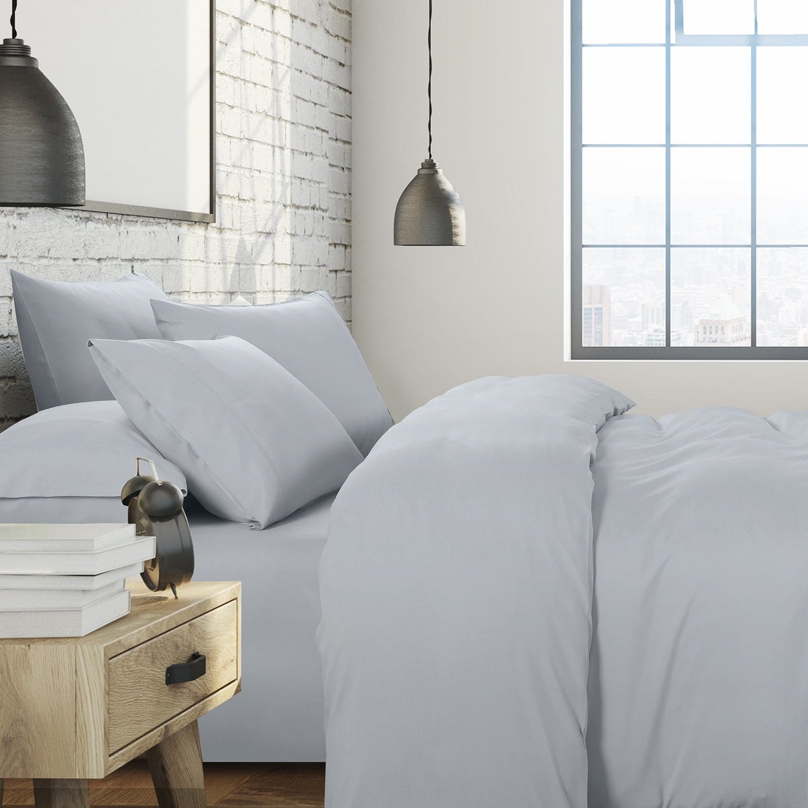 1500 Thread Count 6 Piece Combo And 2 Pack Duck Feather Down Pillows Bedding Set-Bed Linen-PEROZ Accessories