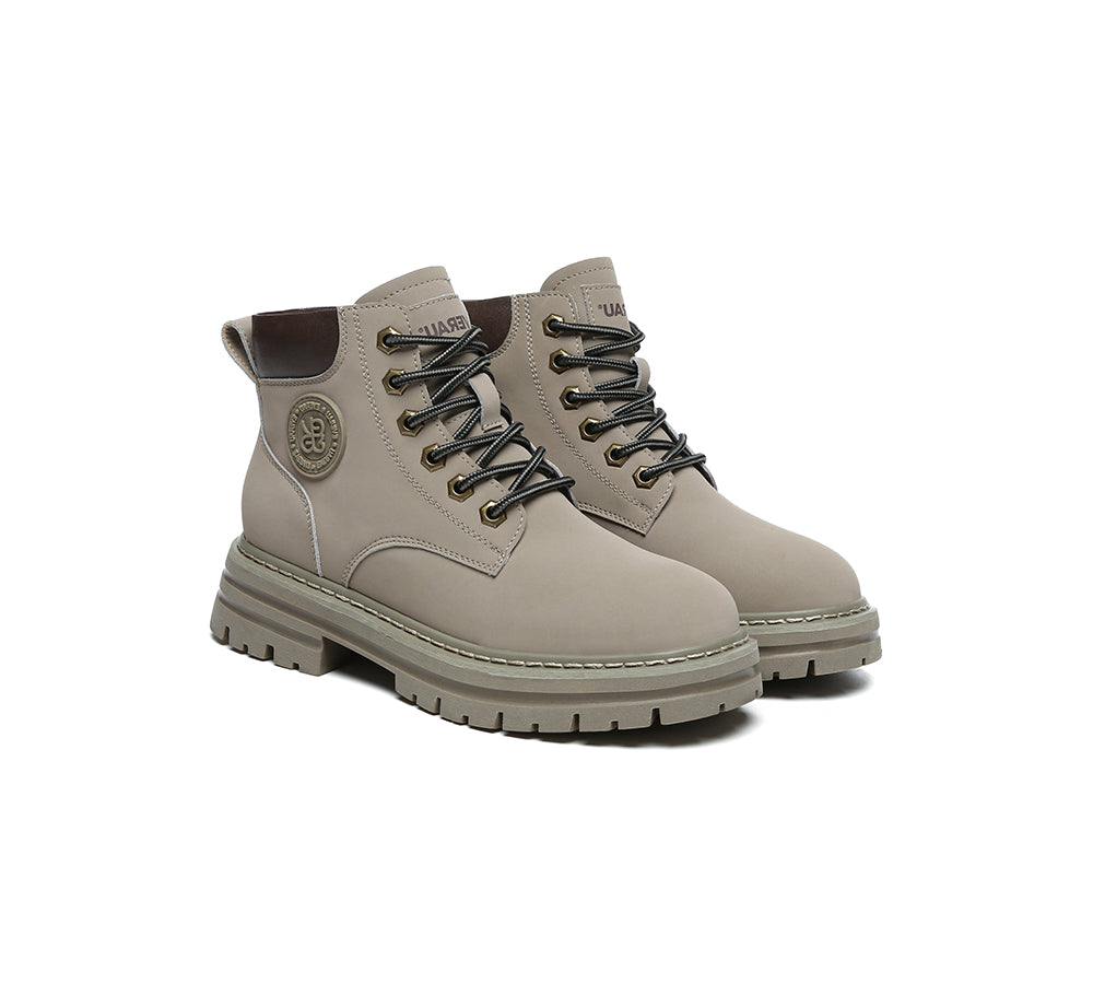 EVERAU® UGG Boots Women Leather Sheepskin Wool Lace Up Chunky Aubrey-PEROZ Accessories