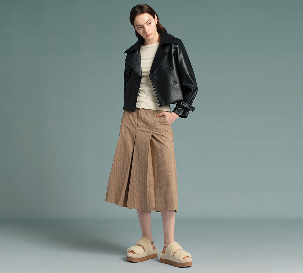 AUSTRALIAN SHEPHERD UGG Women Double Strap Slingback Platform Fluffy Slides Lyam