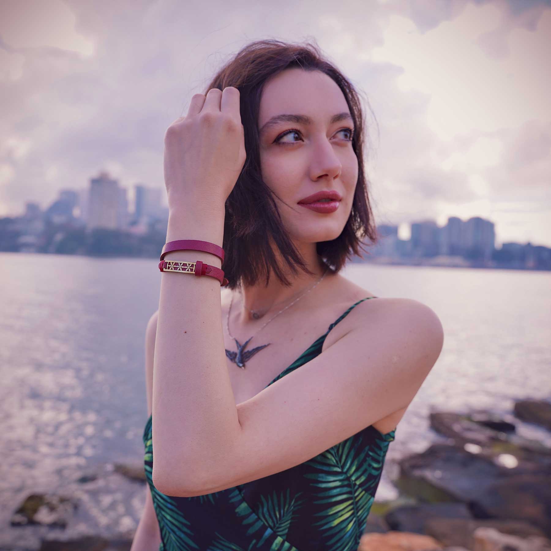 Stella Wrap Leather Bracelet with Buckle Closure