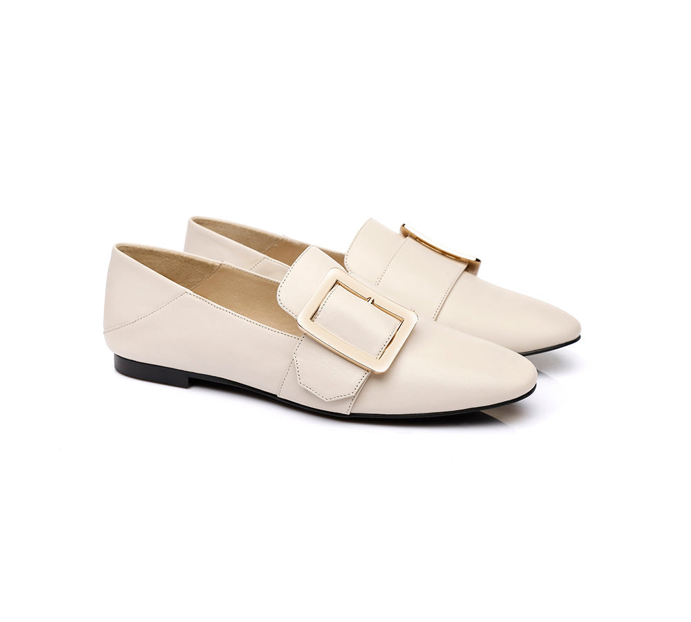TARRAMARRA® Women Leather Square Buckle Almond Toe Flat Loafers Sally-PEROZ Accessories