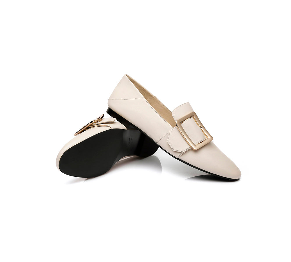 TARRAMARRA® Women Leather Square Buckle Almond Toe Flat Loafers Sally-PEROZ Accessories