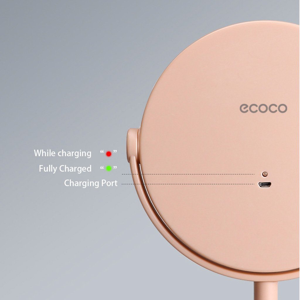 Makeup Mirrors - Ecoco Smart LED Light Cosmetic Makeup Mirror USB Touch Screen Home Desk Vanity 360° Pink