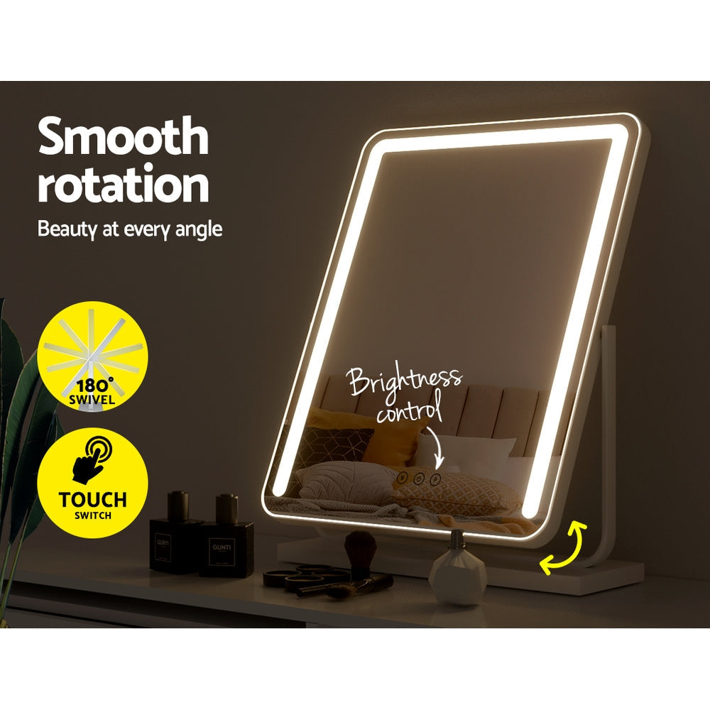 Embellir Makeup Mirror with Lights Hollywood Vanity LED Mirrors White 40X50CM-Makeup Mirrors-PEROZ Accessories