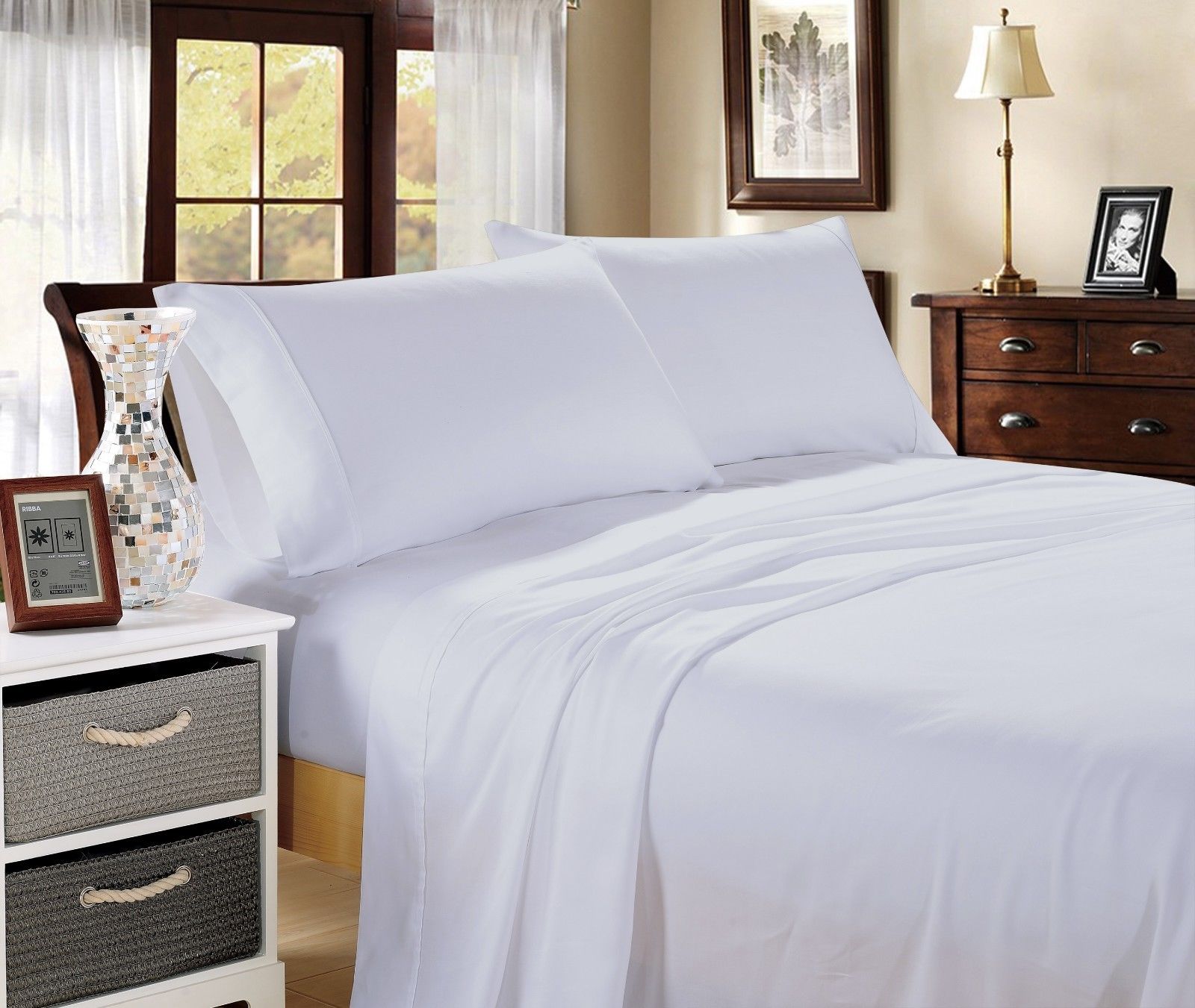 Bed Sheets Set 1000TC Cotton Blend Flat Fitted-Bed Linen-PEROZ Accessories