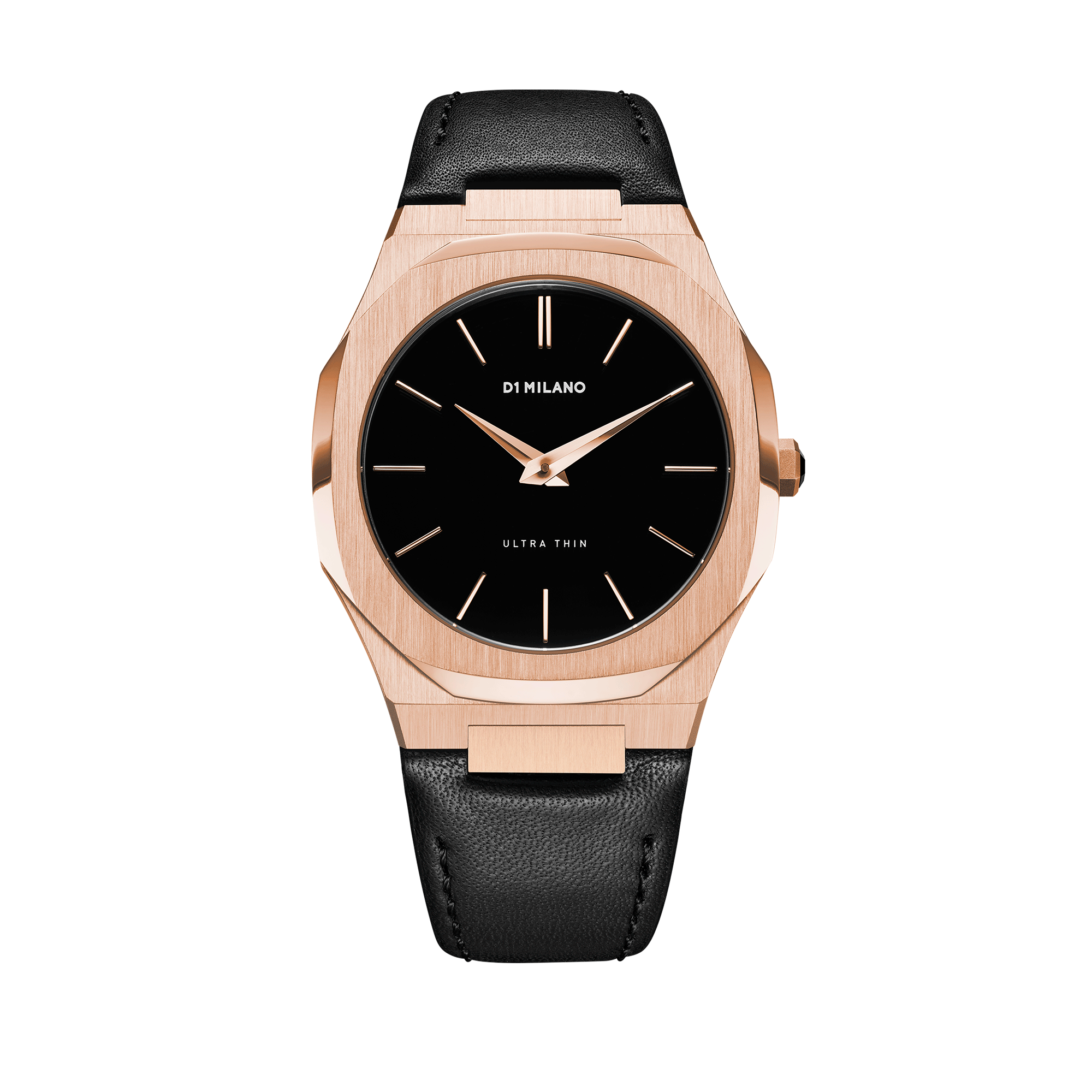 D1 Milano Ultra Slim 40mm Rose Gold Leather Watch-Quartz Watches-PEROZ Accessories