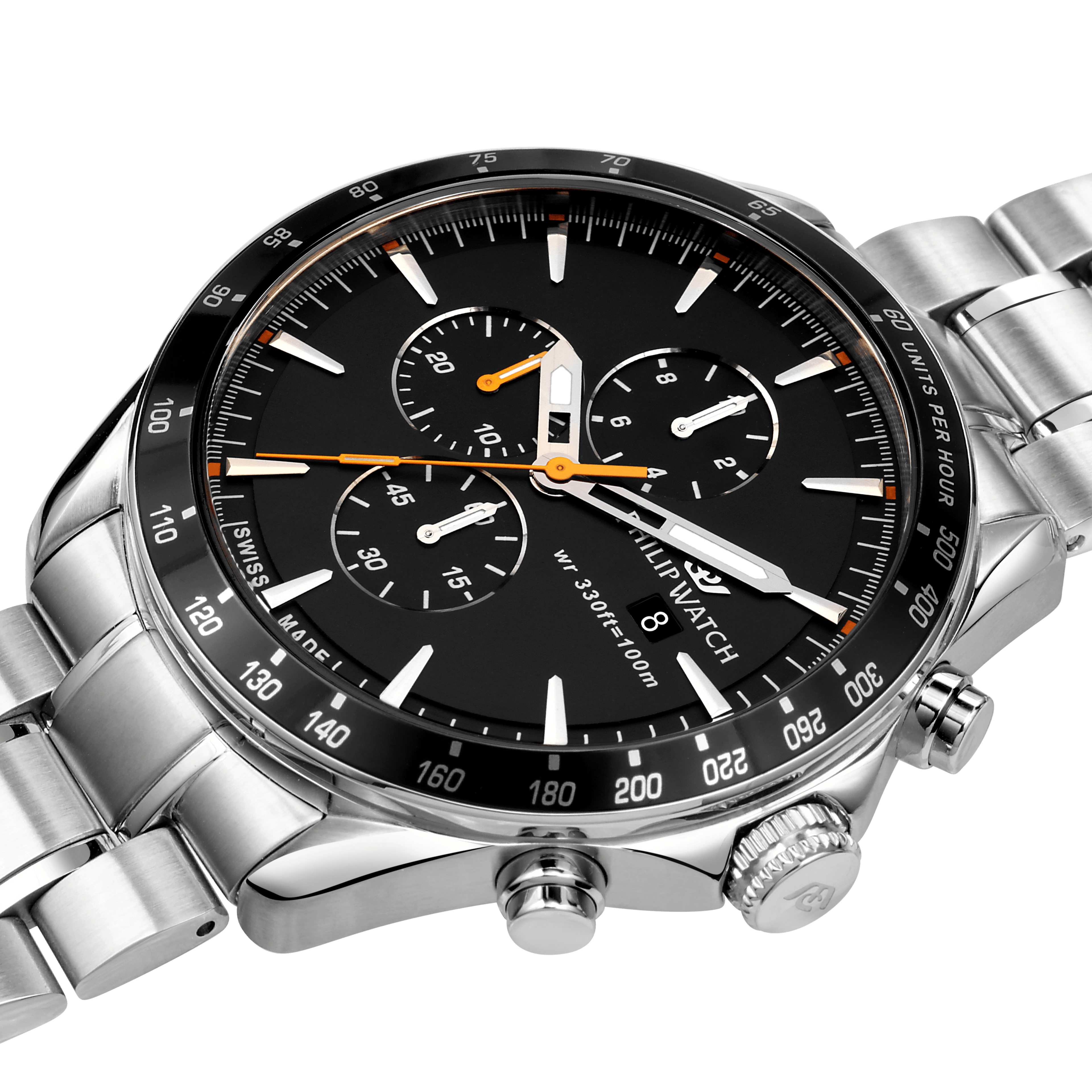 Quartz Watches - Philip Watch Blaze Black 44mm Chronograph