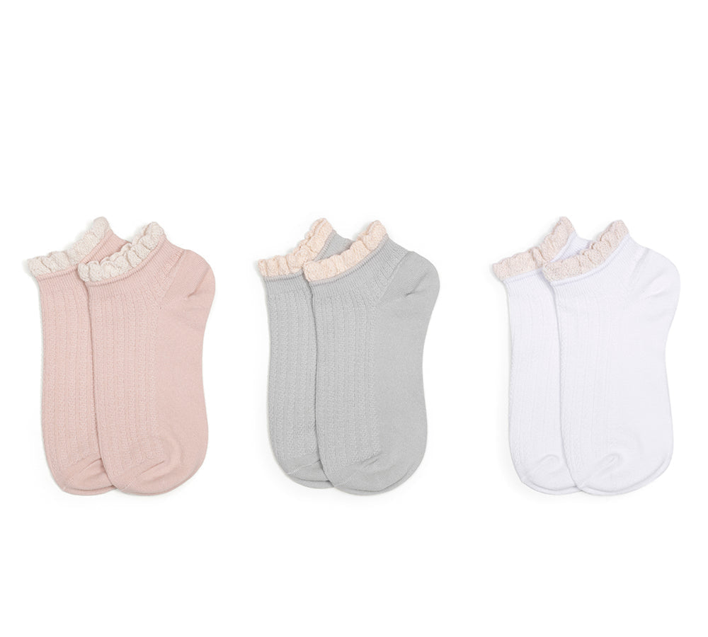 TARRAMARRA® 100% Cotton Ruffle Shallow Mouth Socks One Pair-PEROZ Accessories