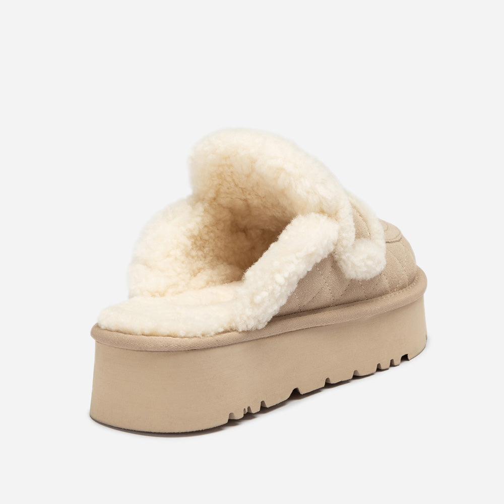 Ugg Violet Matelasse Shearling Platform Slipper-Women Slippers-PEROZ Accessories