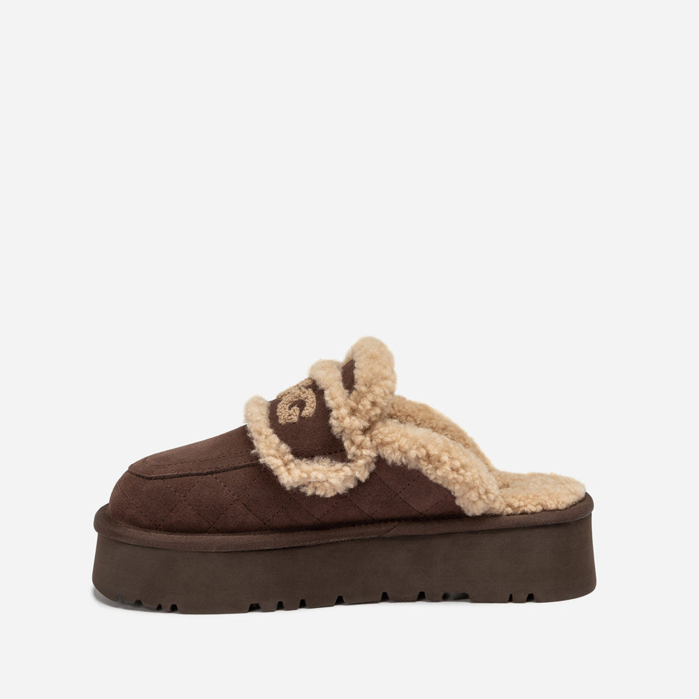 Ugg Violet Matelasse Shearling Platform Slipper-Women Slippers-PEROZ Accessories