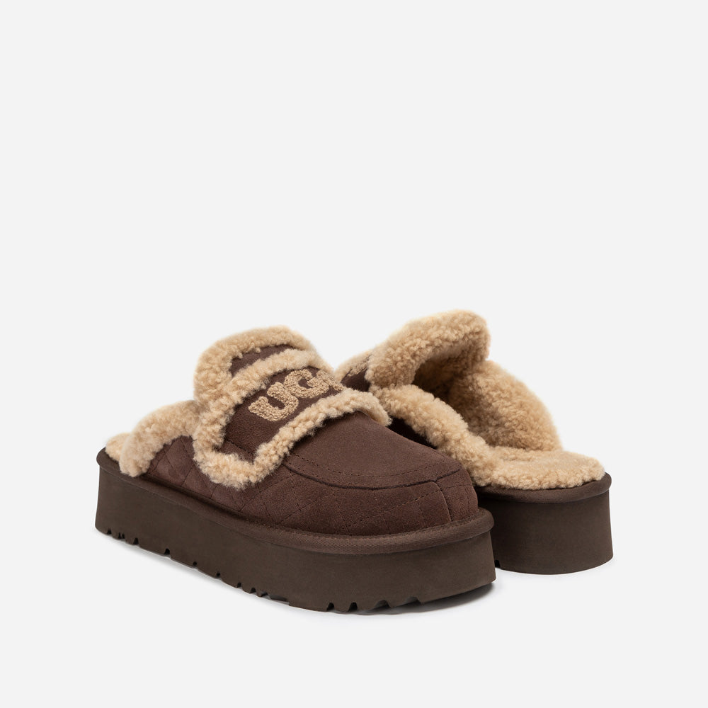 Ugg Violet Matelasse Shearling Platform Slipper-Women Slippers-PEROZ Accessories