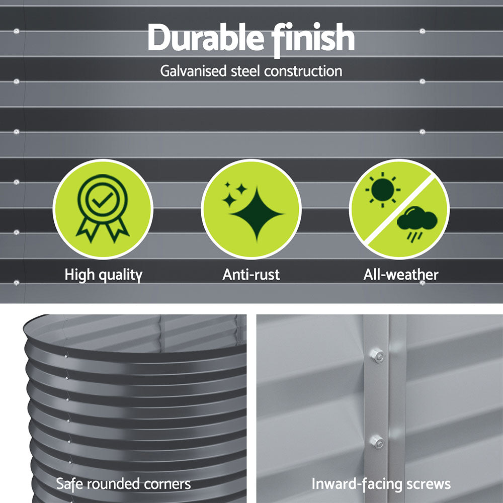 x2 Green Fingers Raised Garden Bed Kit Planter Oval Galvanised Steel 240cmX80cmX56cm-Home & Garden > Garden Beds > Garden Beds & Planters-PEROZ Accessories