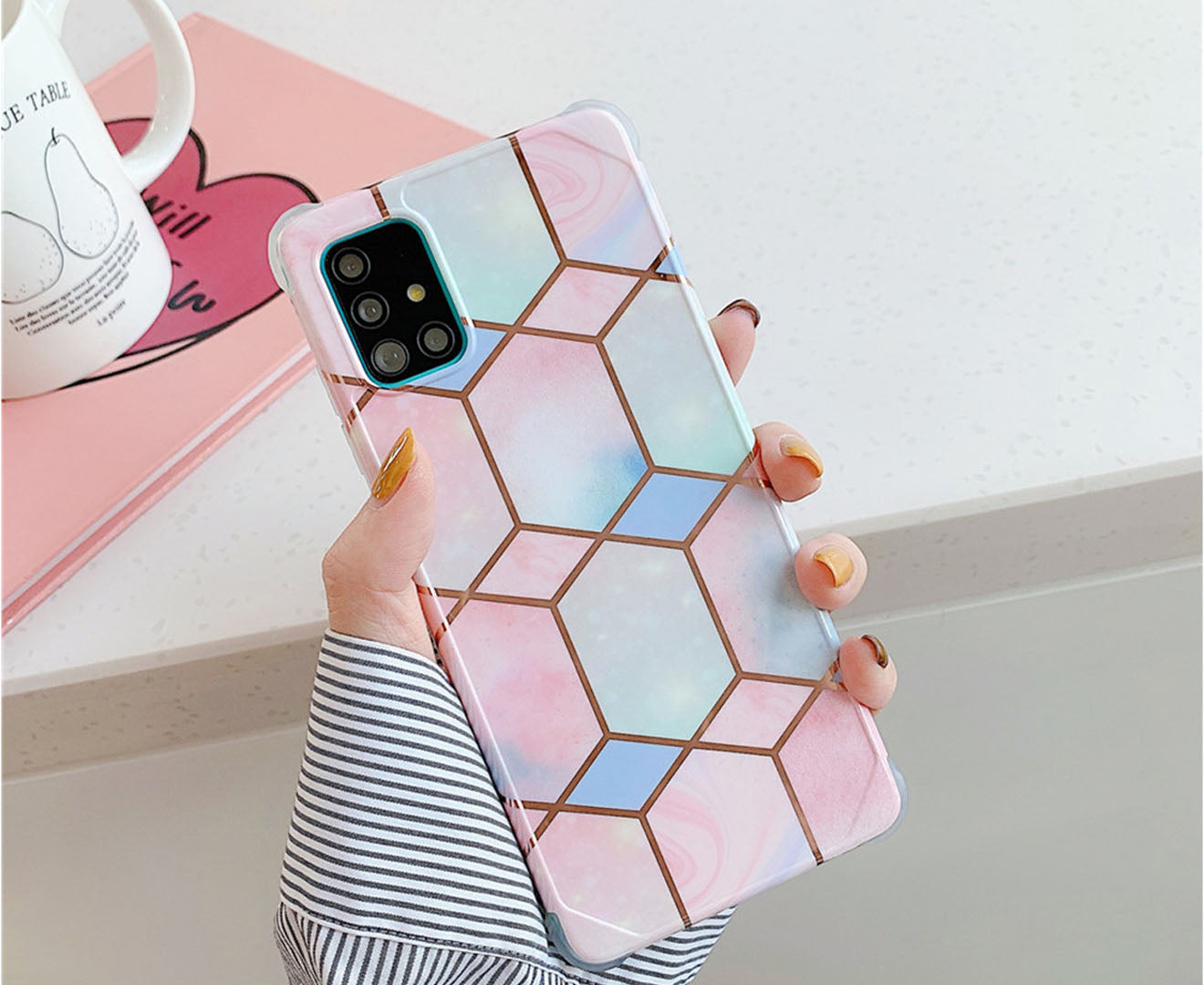 Anymob Samsung Phone Case Pink Glitter Luxury Marble For S20 FE Note 20 Ultra S21 Plus A51 A71 A50 A10 A20 A30-Mobile Phone Cases-PEROZ Accessories