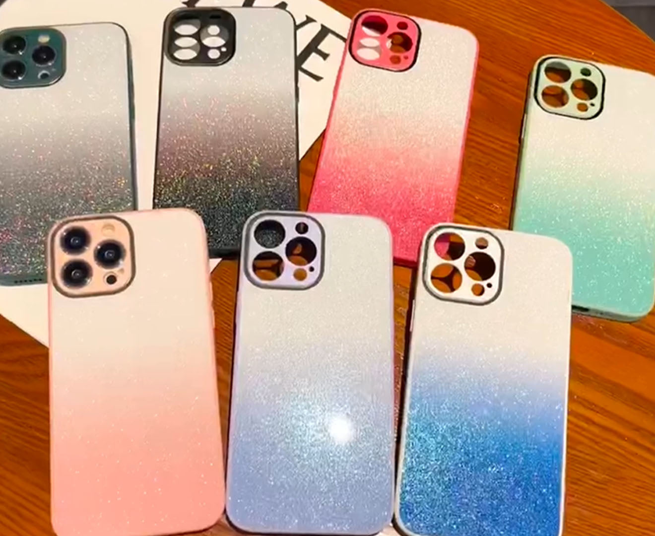 Anymob iPhone Case Red Gradient Glitter Bling Case Protective Soft Silicone Mobile Cover For iPhone 14 11 12 13 Pro Max X XR XS Max 7 8 Plus SE 2020-Mobile Phone Cases-PEROZ Accessories