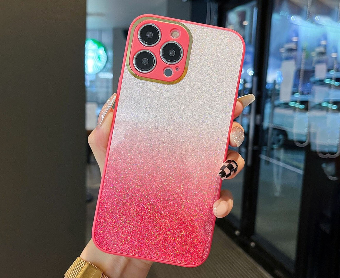 Anymob iPhone Case Red Gradient Glitter Bling Case Protective Soft Silicone Mobile Cover For iPhone 14 11 12 13 Pro Max X XR XS Max 7 8 Plus SE 2020-Mobile Phone Cases-PEROZ Accessories