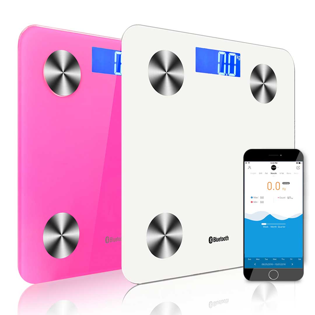 SOGA 2X Wireless Bluetooth Digital Body Fat Scale Bathroom Health Analyser Weight White Pink-Body Weight Scales-PEROZ Accessories