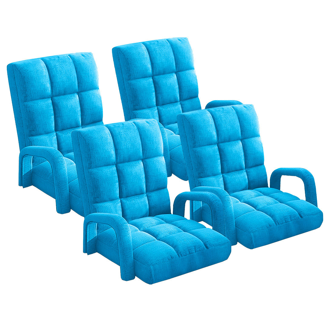 SOGA 4X Foldable Lounge Cushion Adjustable Floor Lazy Recliner Chair with Armrest Blue-PEROZ Accessories