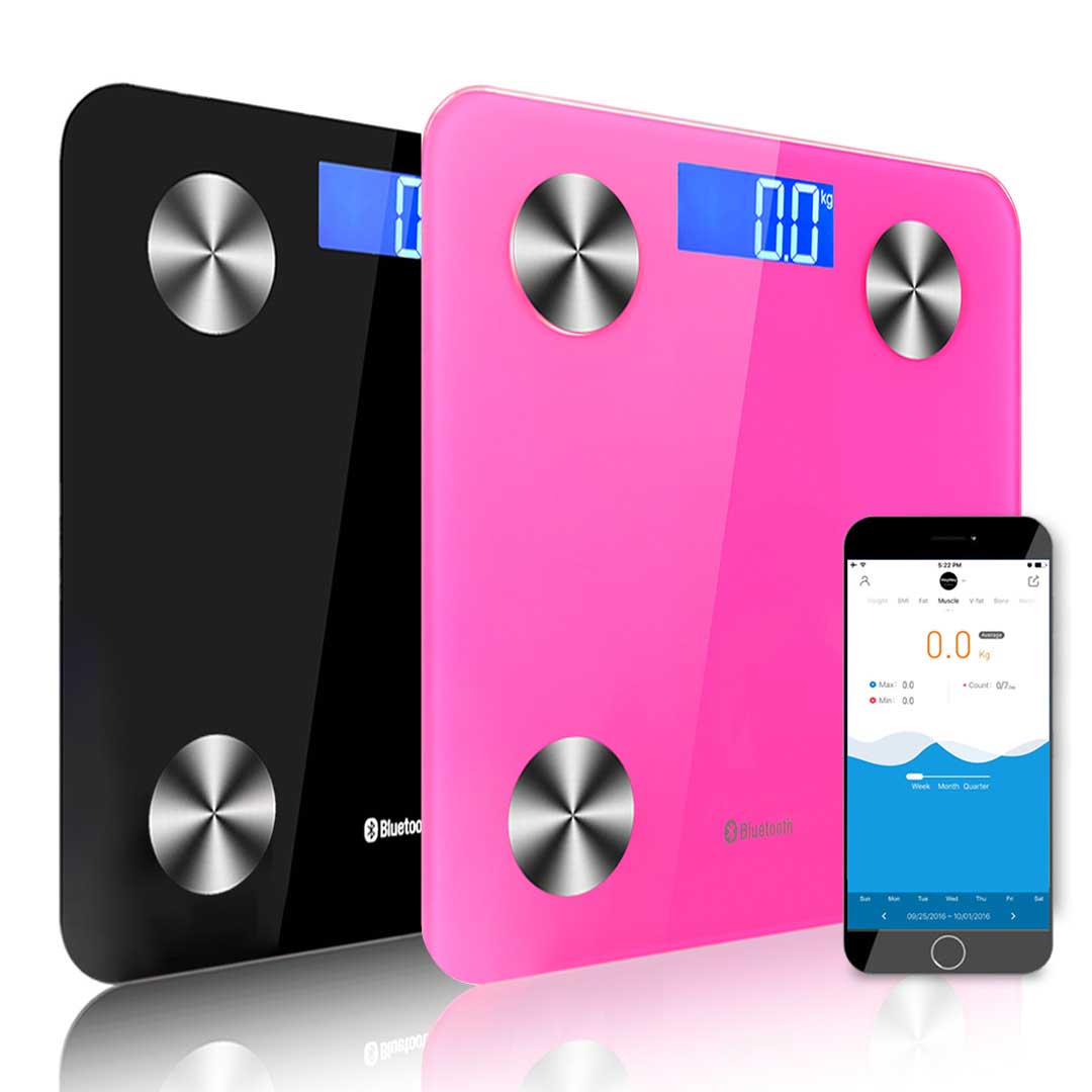 SOGA 2X Wireless Bluetooth Digital Body Fat Scale Bathroom Health Analyser Weight Black Pink-Body Weight Scales-PEROZ Accessories