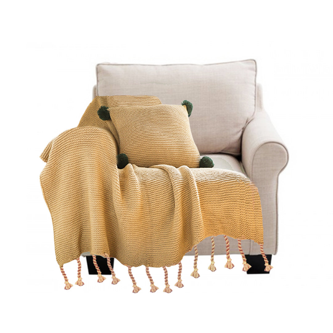 SOGA Coffee Tassel Fringe Knitting Blanket Warm Cozy Woven Cover Couch Bed Sofa Home Decor-Throw Blankets-PEROZ Accessories