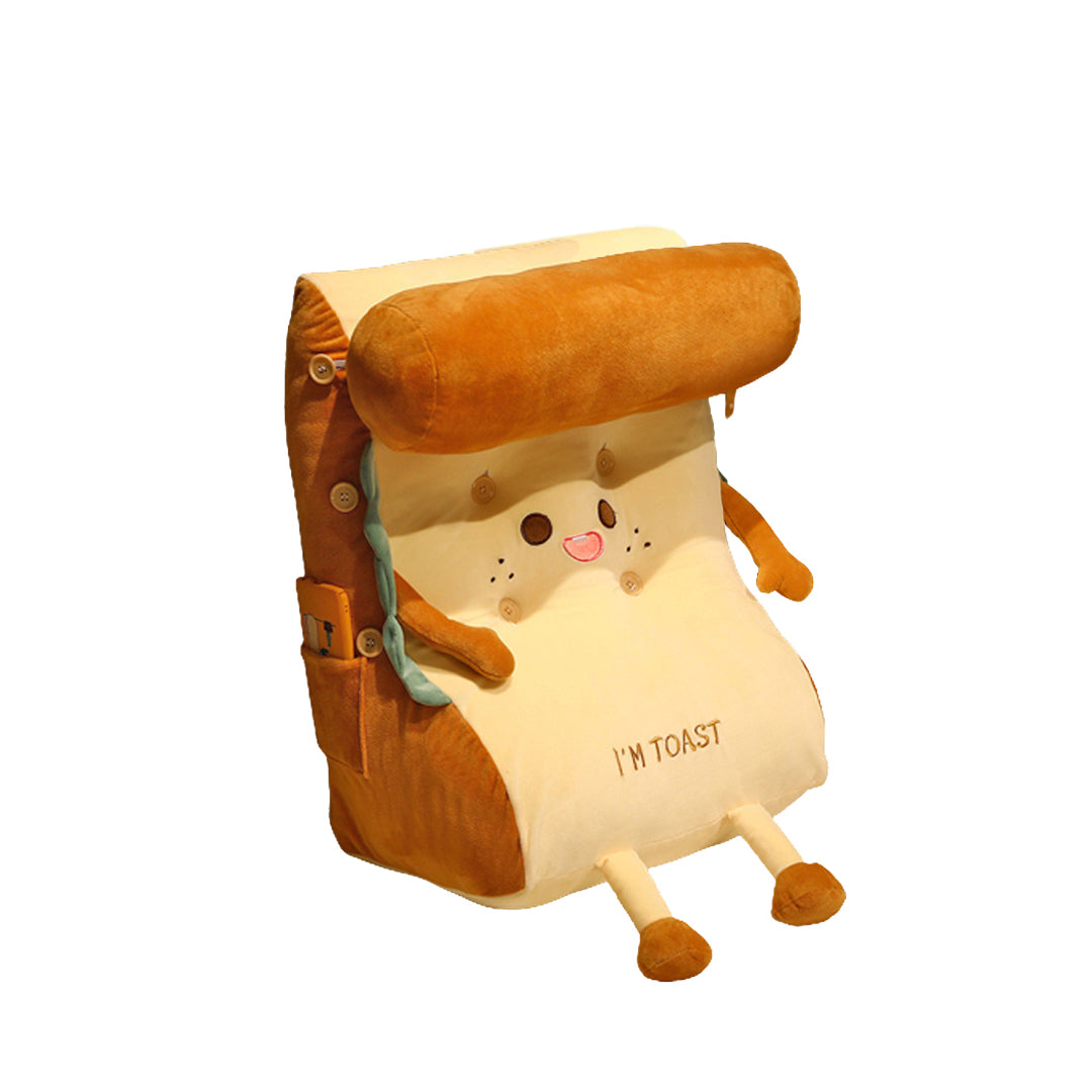 SOGA Cute Face Toast Bread Wedge Cushion Stuffed Plush Cartoon Back Support Pillow Home Decor-PEROZ Accessories