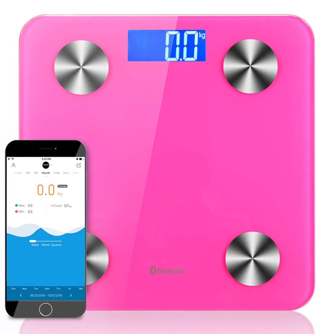 SOGA Wireless Bluetooth Digital Body Fat Scale Bathroom Health Analyser Weight Pink-Body Weight Scales-PEROZ Accessories