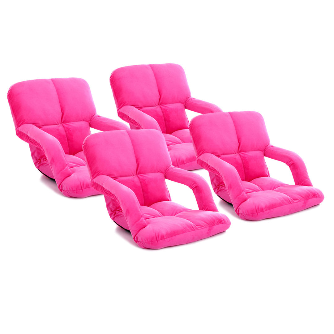 SOGA 4X Foldable Lounge Cushion Adjustable Floor Lazy Recliner Chair with Armrest Pink - Kid-Recliner Chair-PEROZ Accessories