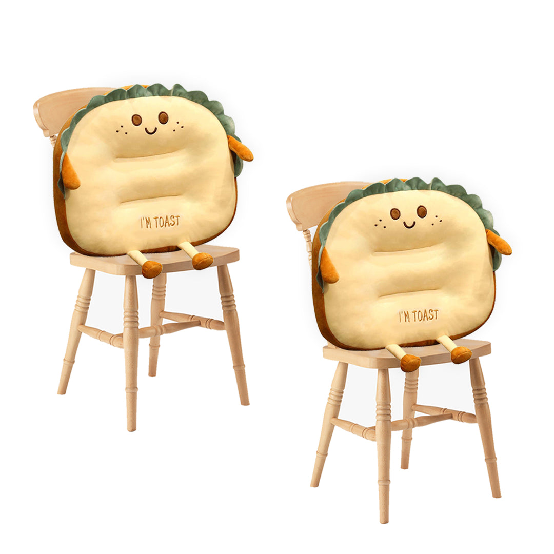 SOGA 2X Cute Face Toast Bread Cushion Stuffed Car Seat Plush Cartoon Back Support Pillow Home Decor-Chair & Sofa Cushions-PEROZ Accessories