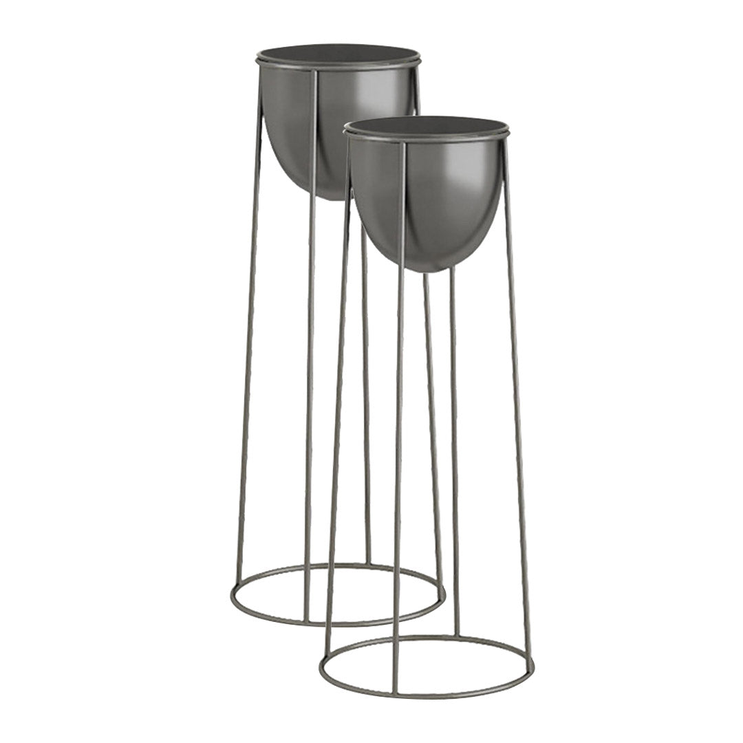 SOGA 2X 70cm Round Wire Metal Flower Pot Stand with Black Flowerpot Holder Rack Display-Indoor Pots, Planters and Plant Stands-PEROZ Accessories