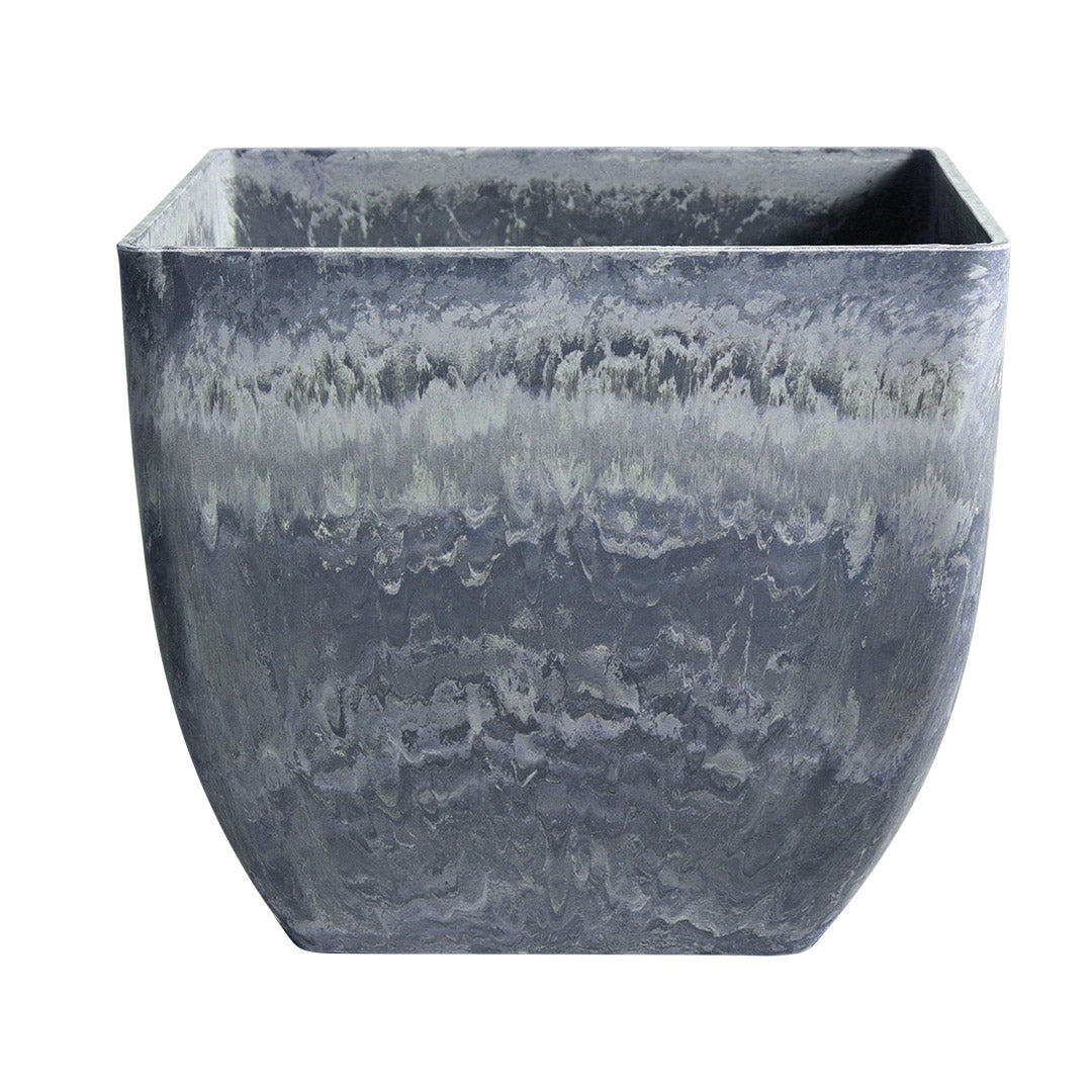 SOGA 32cm Weathered Grey Square Resin Plant Flower Pot in Cement Pattern Planter Cachepot for Indoor Home Office-Indoor Pots, Planters and Plant Stands-PEROZ Accessories