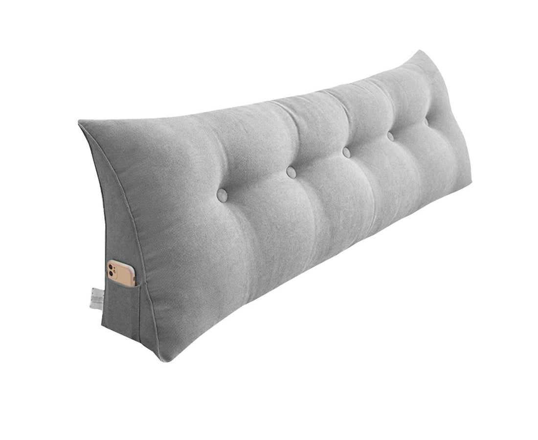 SOGA 120cm Silver Triangular Wedge Bed Pillow Headboard Backrest Bedside Tatami Cushion Home Decor-Headboard Pillow-PEROZ Accessories