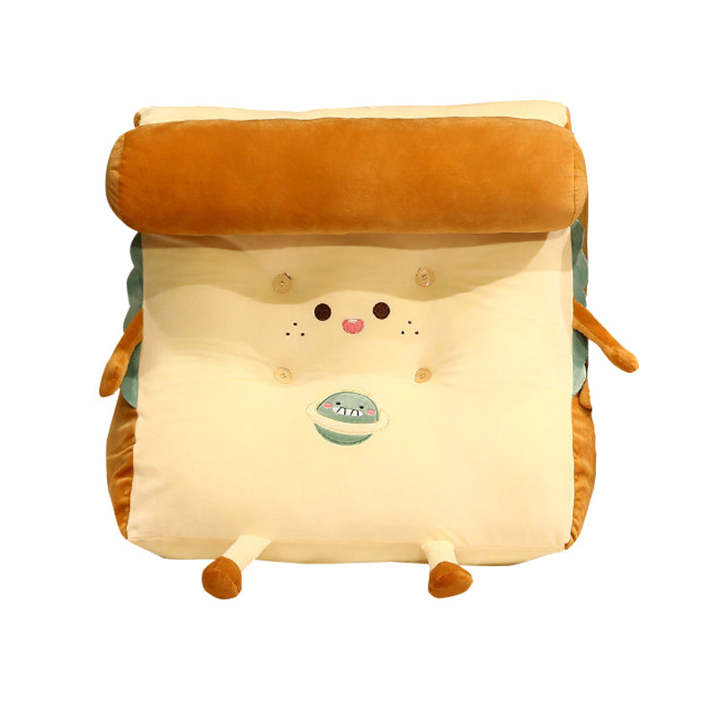 SOGA Cute Face Toast Bread Wedge Cushion Stuffed Plush Cartoon Back Support Pillow Home Decor-PEROZ Accessories