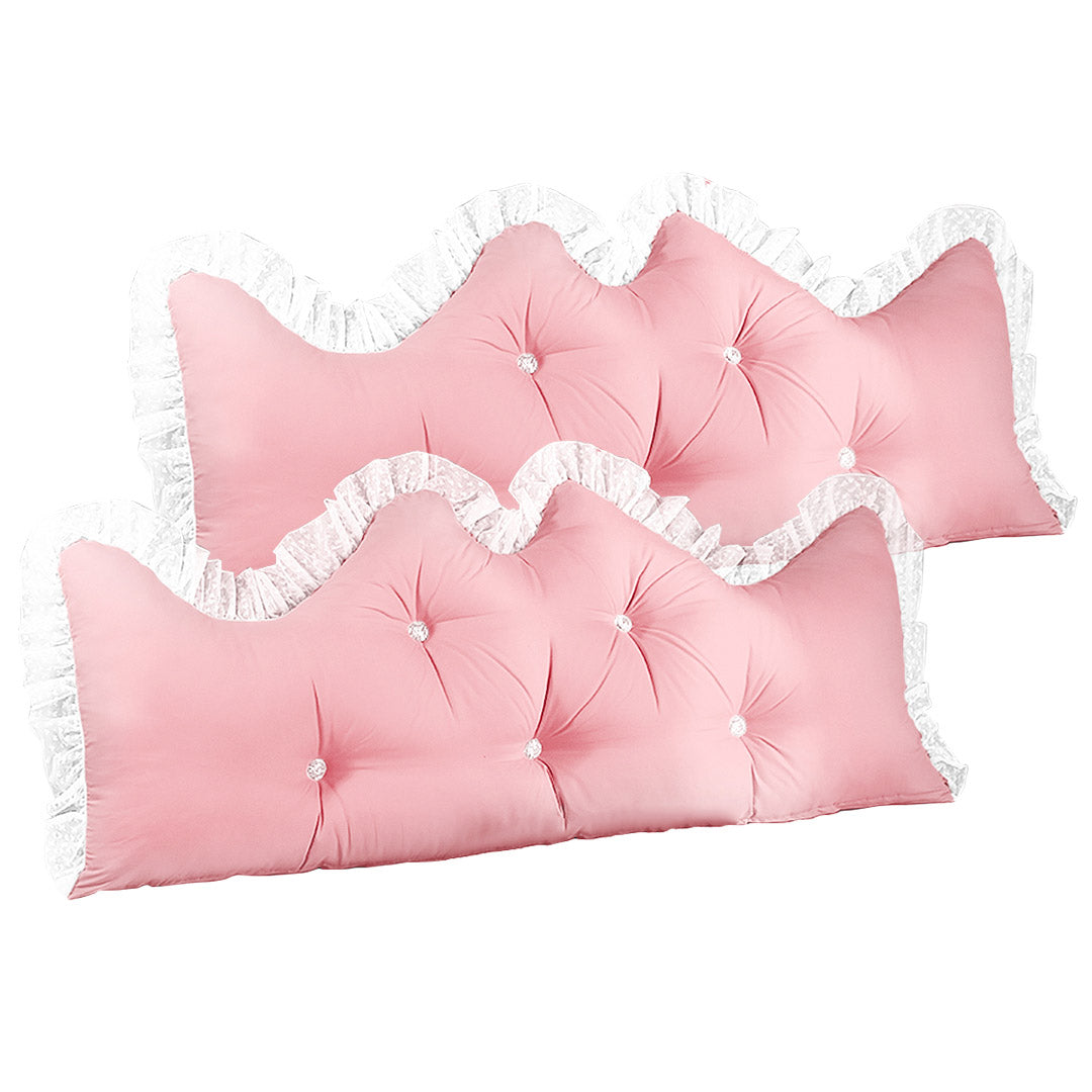 SOGA 2X 150cm Pink Princess Bed Pillow Headboard Backrest Bedside Tatami Sofa Cushion with Ruffle Lace Home Decor-Headboard Pillow-PEROZ Accessories