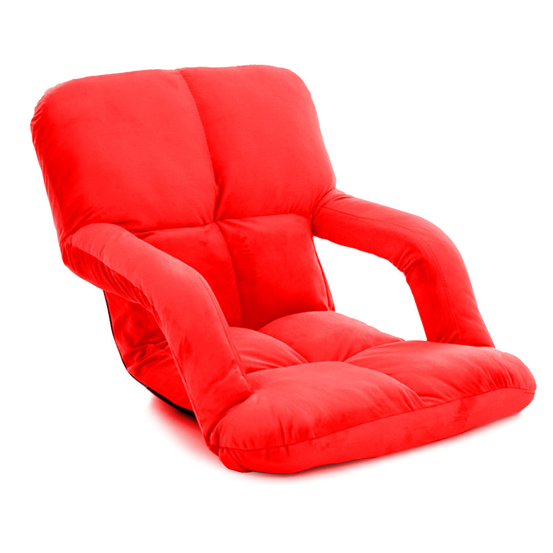 SOGA Foldable Lounge Cushion Adjustable Floor Lazy Recliner Chair with Armrest Red-Recliner Chair-PEROZ Accessories