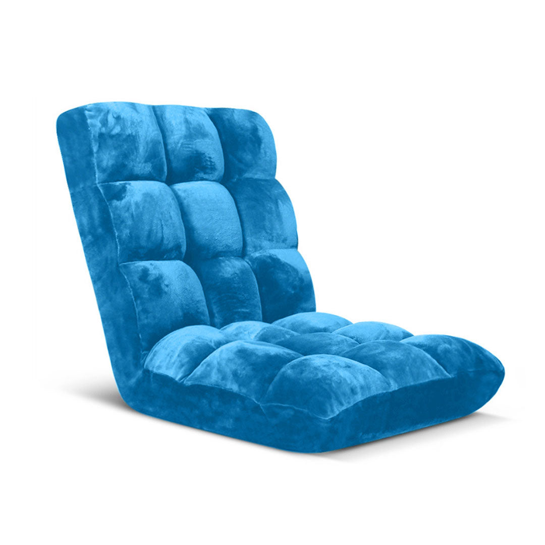 SOGA Floor Recliner Folding Lounge Sofa Futon Couch Folding Chair Cushion Blue-Recliner Chair-PEROZ Accessories