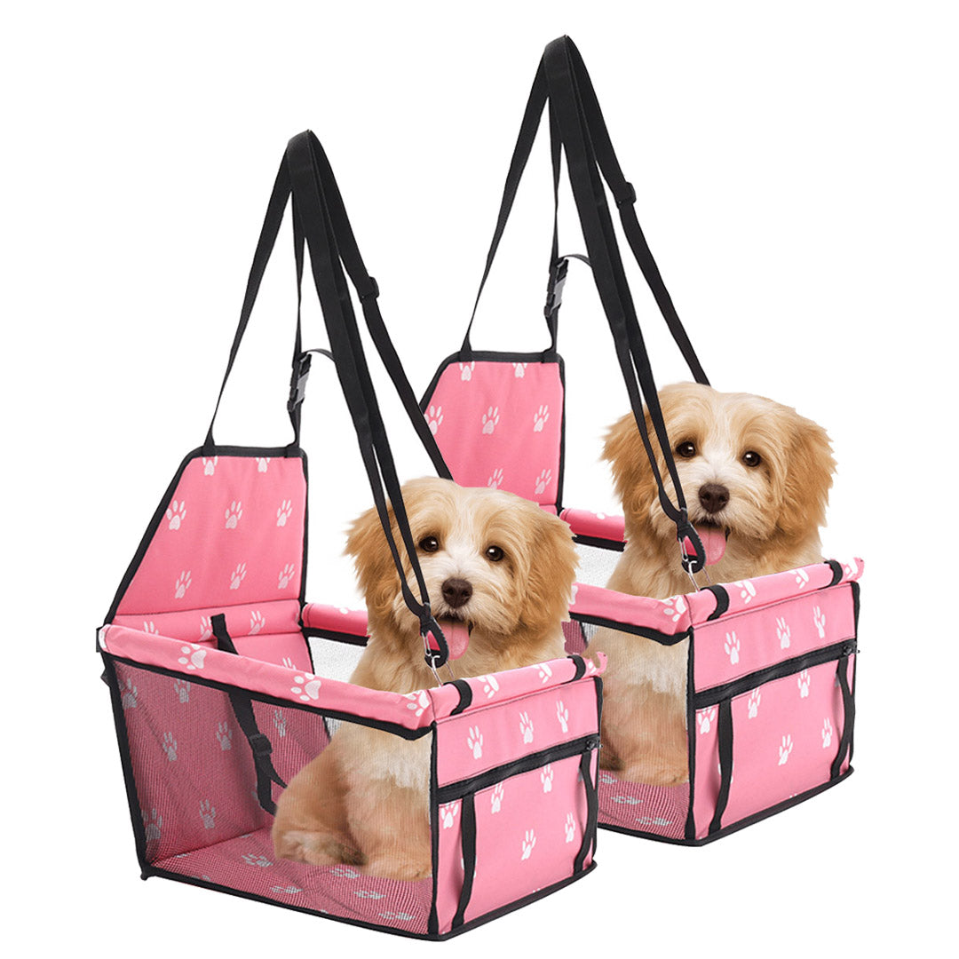 SOGA 2X Waterproof Pet Booster Car Seat Breathable Mesh Safety Travel Portable Dog Carrier Bag Pink-Pet Carriers & Travel Products-PEROZ Accessories