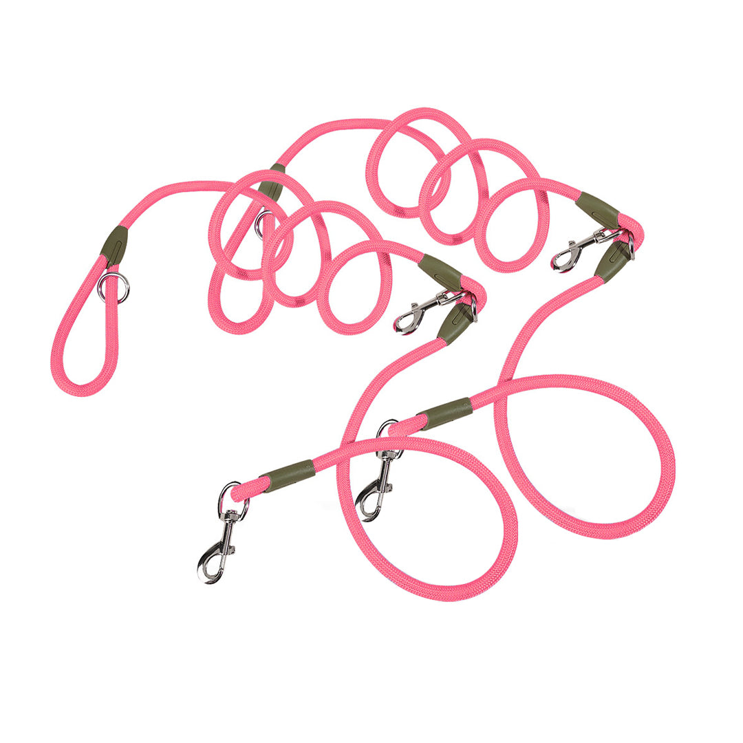 SOGA 2X 220cm Multifunction Hands Free Rope Pet Cat Dog Puppy Double Ended Leash for Walking Training Tracking Obedience Pink-Dog Collars-PEROZ Accessories