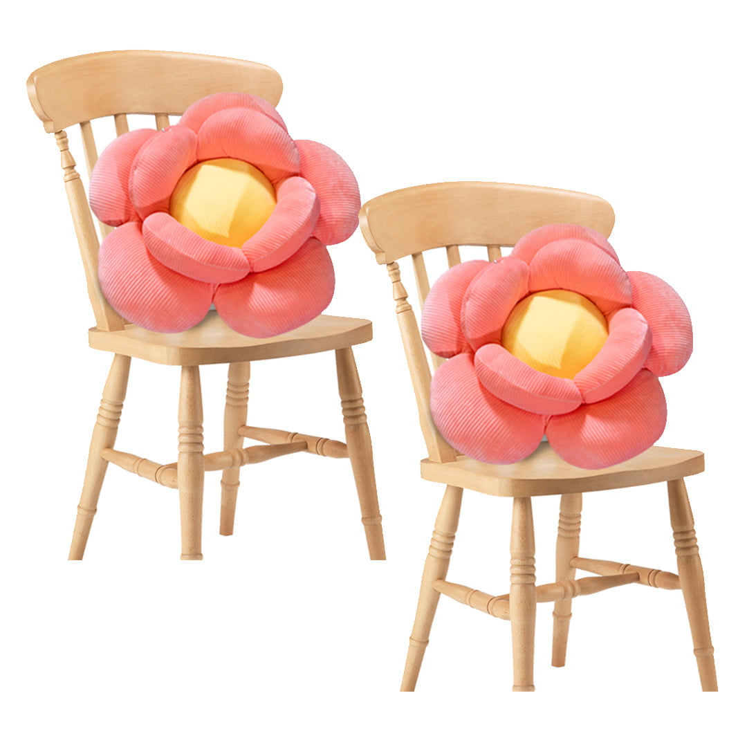 SOGA 2X Red Double Flower Shape Cushion Soft Bedside Floor Plush Pillow Home Decor-Chair & Sofa Cushions-PEROZ Accessories