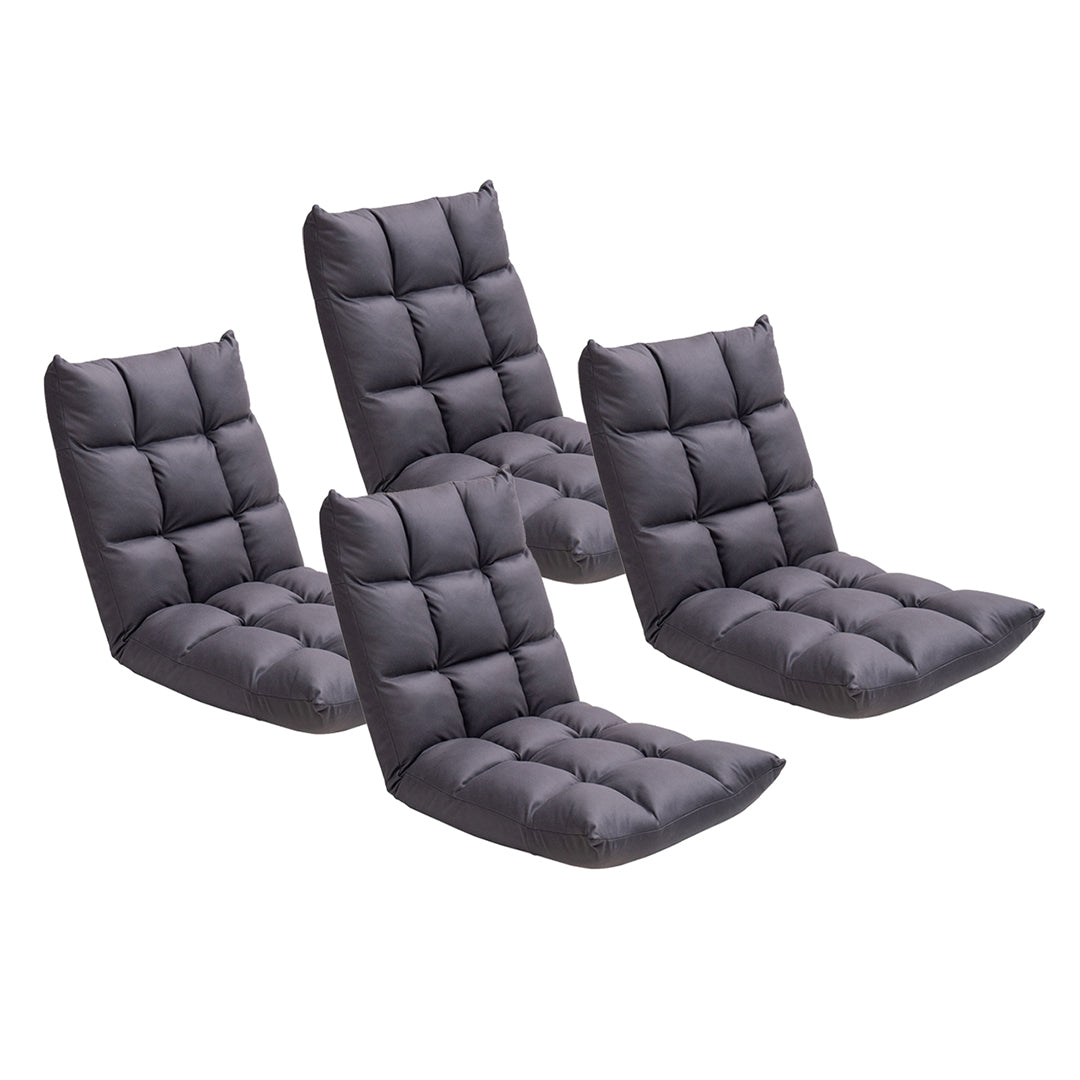 SOGA 4X Grey Lounge Floor Recliner Adjustable Gaming Sofa Bed Foldable Indoor Outdoor Backrest Seat Home Office Decor-Recliner Chair-PEROZ Accessories
