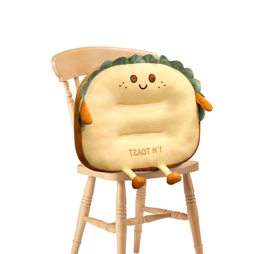 SOGA Smiley Face Toast Bread Cushion Stuffed Car Seat Plush Cartoon Back Support Pillow Home Decor-Chair & Sofa Cushions-PEROZ Accessories