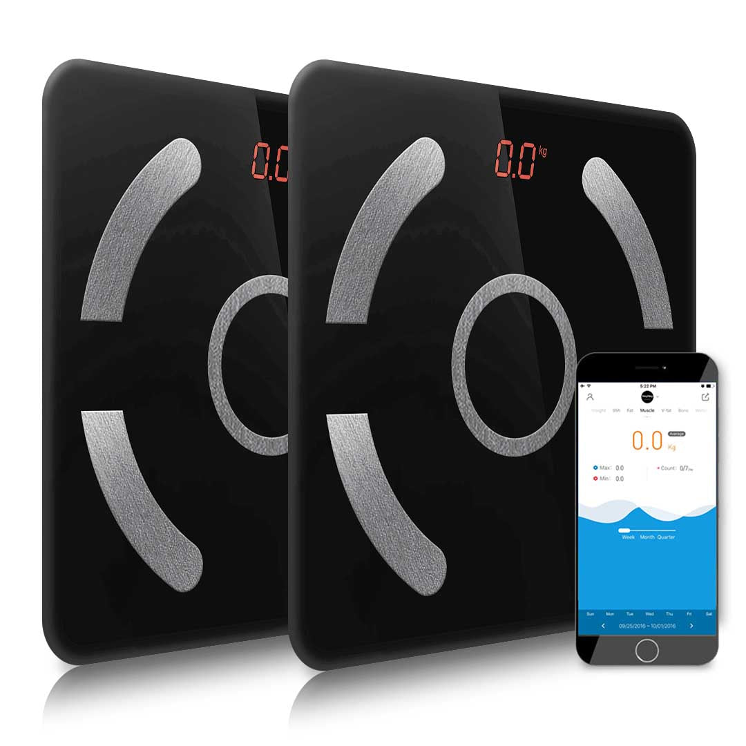 SOGA 2X Wireless Bluetooth Digital Body Fat Scale Bathroom Weighing Scales Health Analyzer Weight Black-Body Weight Scales-PEROZ Accessories
