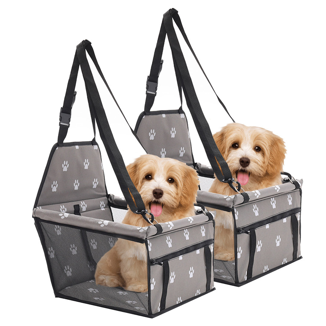SOGA 2X Waterproof Pet Booster Car Seat Breathable Mesh Safety Travel Portable Dog Carrier Bag Grey-Pet Carriers & Travel Products-PEROZ Accessories